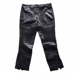 H&M Black Leather Motorcycle Ankle Pants Size 10